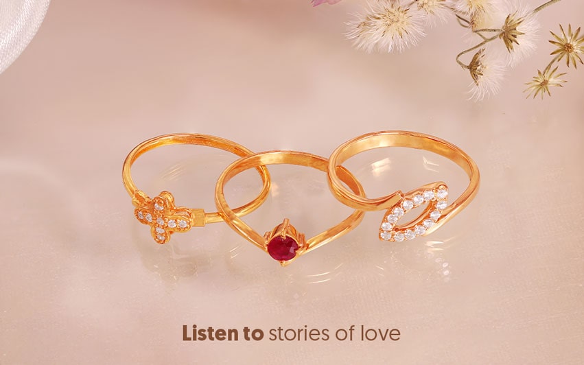 GRT Jewellers - A delicate white flower blossoming atop... | Gold collection,  Gold rings, Jewels